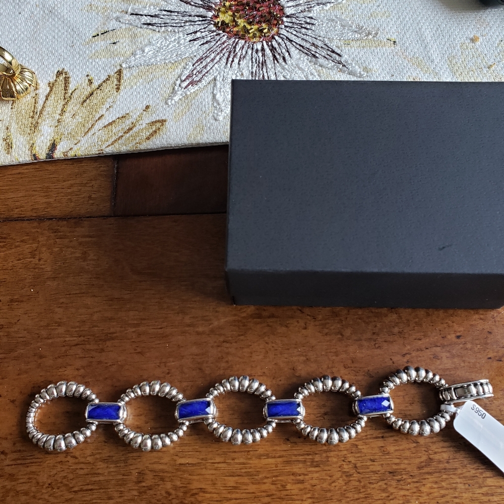 LAGOS Silver Bracelet with Deep Blue Accents